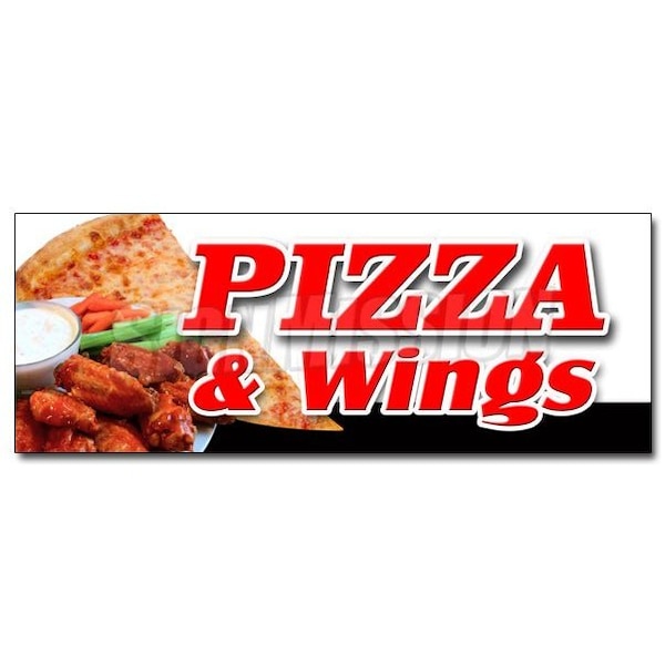 PIZZA & WINGS DECAL sticker brick oven new york chicago italian spicy, D-36 Pizza & Wings